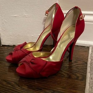 Red Peep Toe High Heels